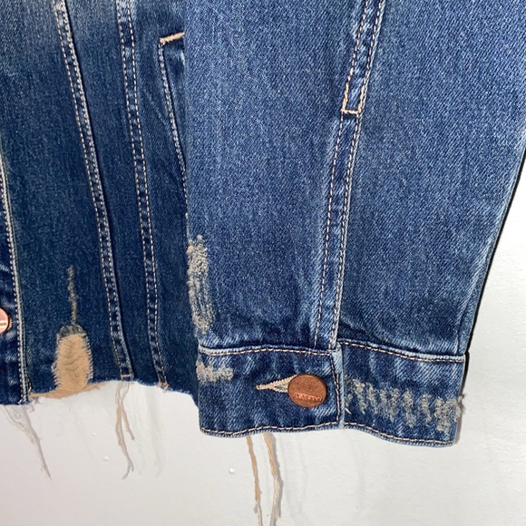 Dear John Elsie Oversized Destructed Frayed Hem 100% Cotton Denim Jacket Size M - Picture 7 of 16